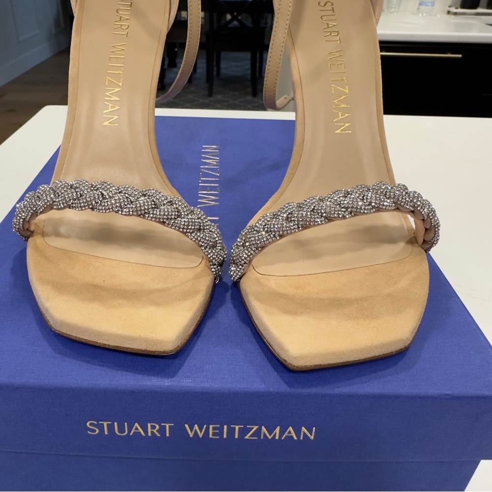 BRAND NEW Stuart Weitzman Embellished Suede Ankle Strap Sandals-size 11 - Picture 3 of 10
